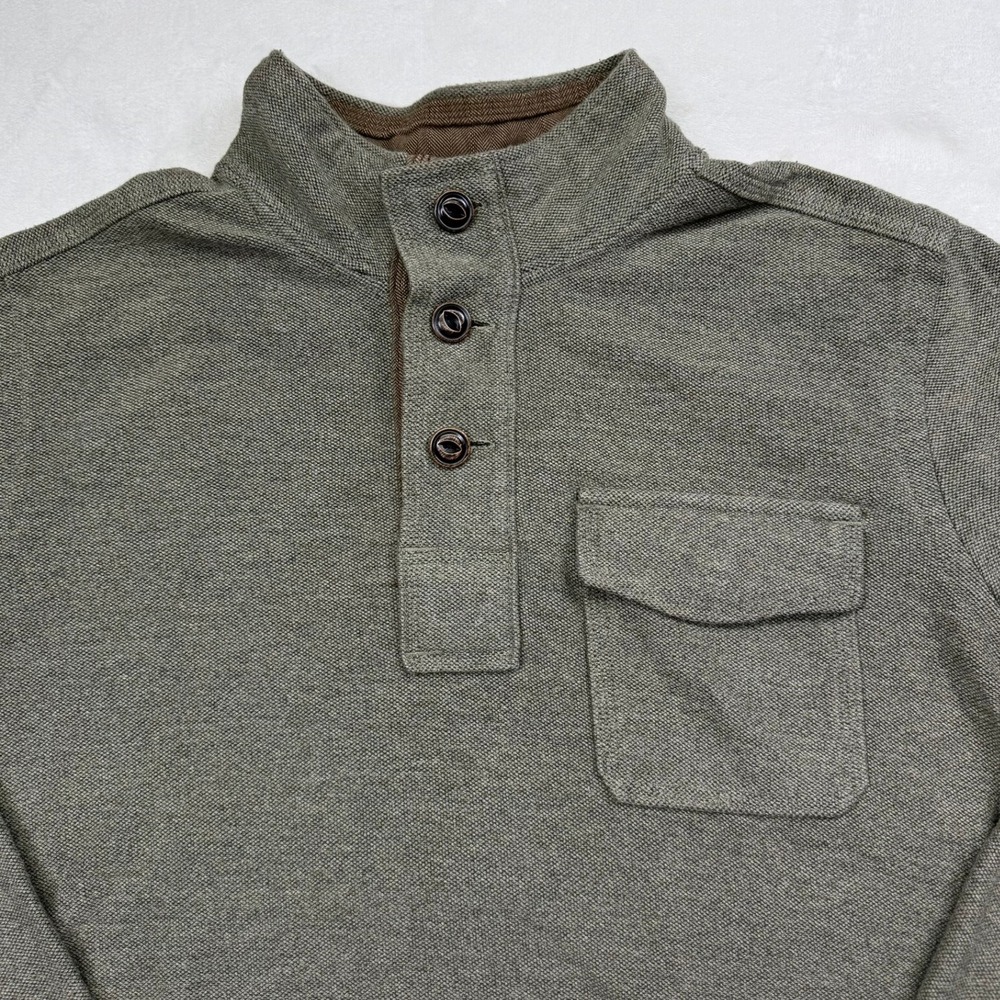 Eddie Bauer Mens XL Olive Green Henley Pullover Long Sleeve Pocket Sweater - Picture 6 of 14